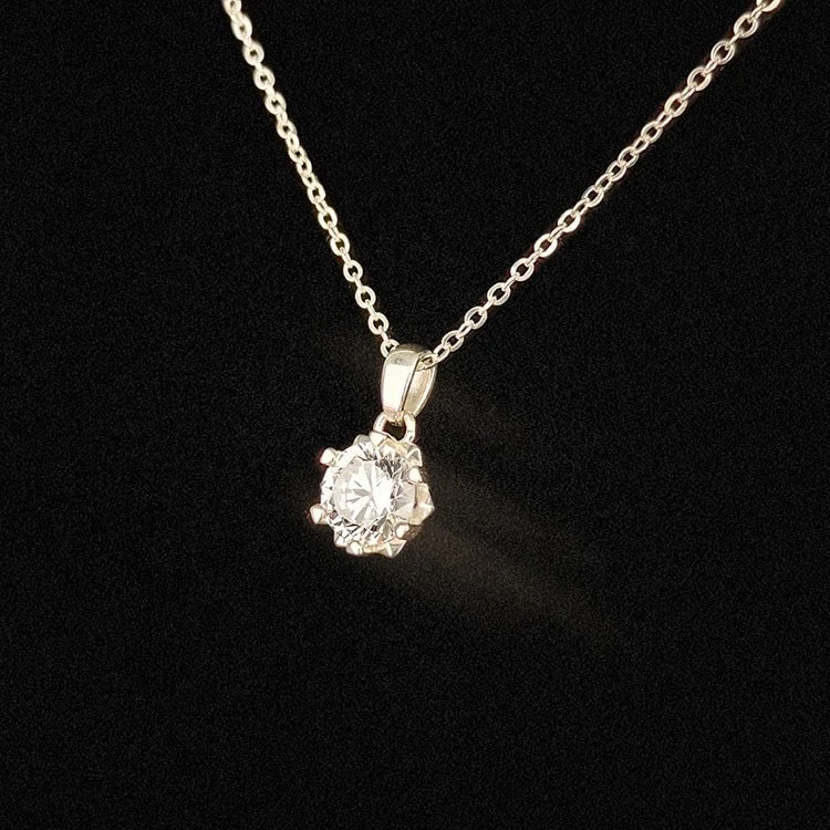 Round Solitaire Pendant Necklace.