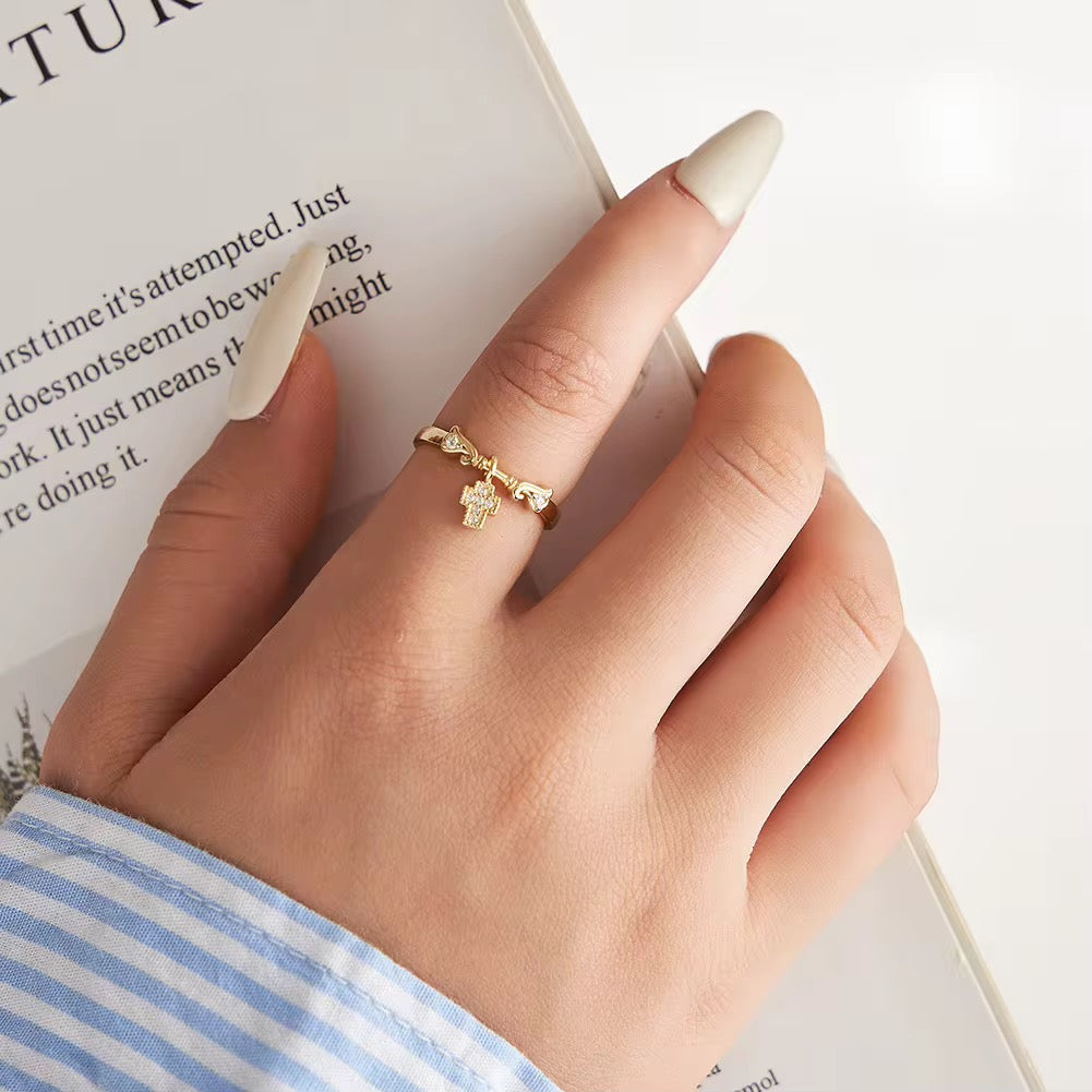 Ring with Cross Pendant